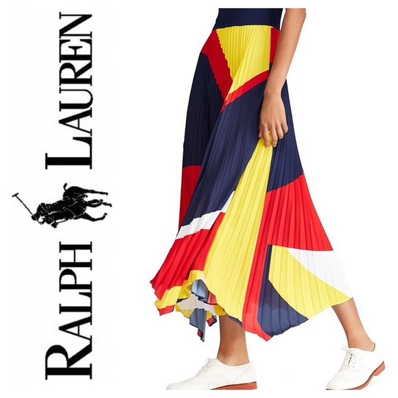 Polo RL Colorblock Pleated Georgette Maxi Dress - Picture 6 of 8